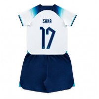 Camisa de Futebol Inglaterra Bukayo Saka #17 Equipamento Principal Infantil Mundo 2022 Manga Curta (+ Calças curtas)